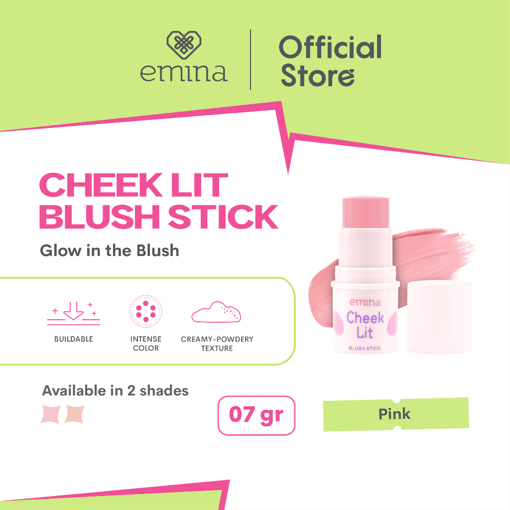 ✨ AKU MURAH ✨ Emina Cheek Lit Blush Stick 7 g - Blush On Praktis, Tekstur Powdery to Creamy, Warna Intense