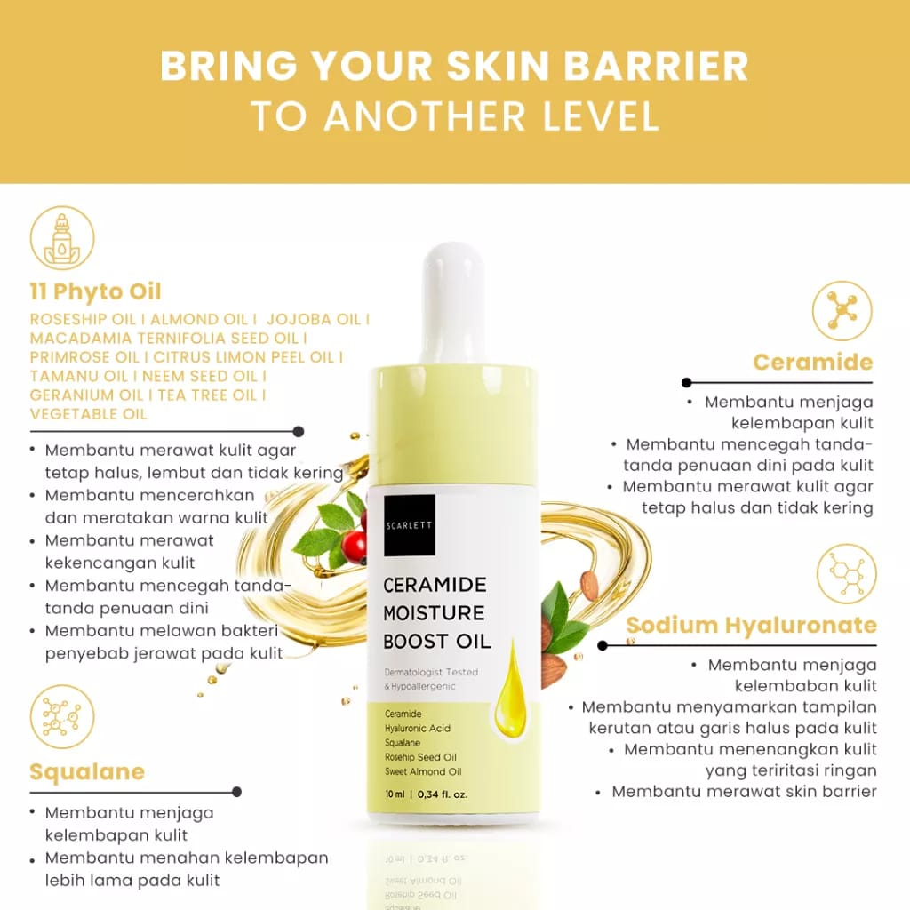 SCARLETT WHITENING CERAMIDE MOISTURE BOOST OIL- OIL SKIN FACE BARIER 10ml 10 ML