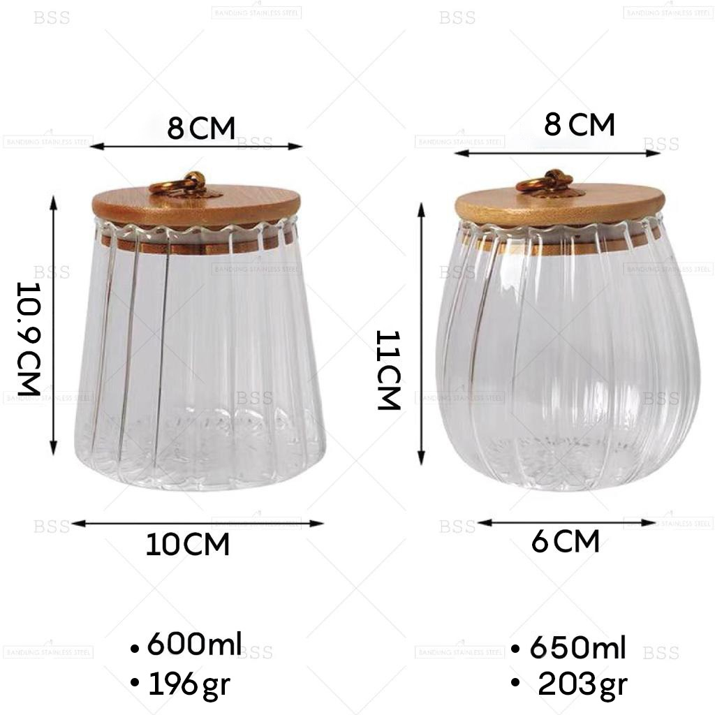 Toples Kaca Kopi Teh Daun coffee bean glass storage jar Kedap Udara Cantik Vakum Wadah Penyimpanan Makanan Tutup Kayu