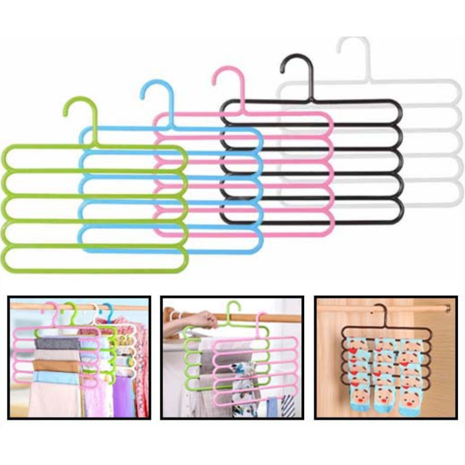 A479 GANTUNGAN BAJU 5 SUSUN magic hanger pakaian celana jilbab handuk layer lemari plastik hemat tempat organizer rumah baju perlengkapan pelastik murah dasi syal pashmina fashmina fashion tie bh underwear jepitan jepit