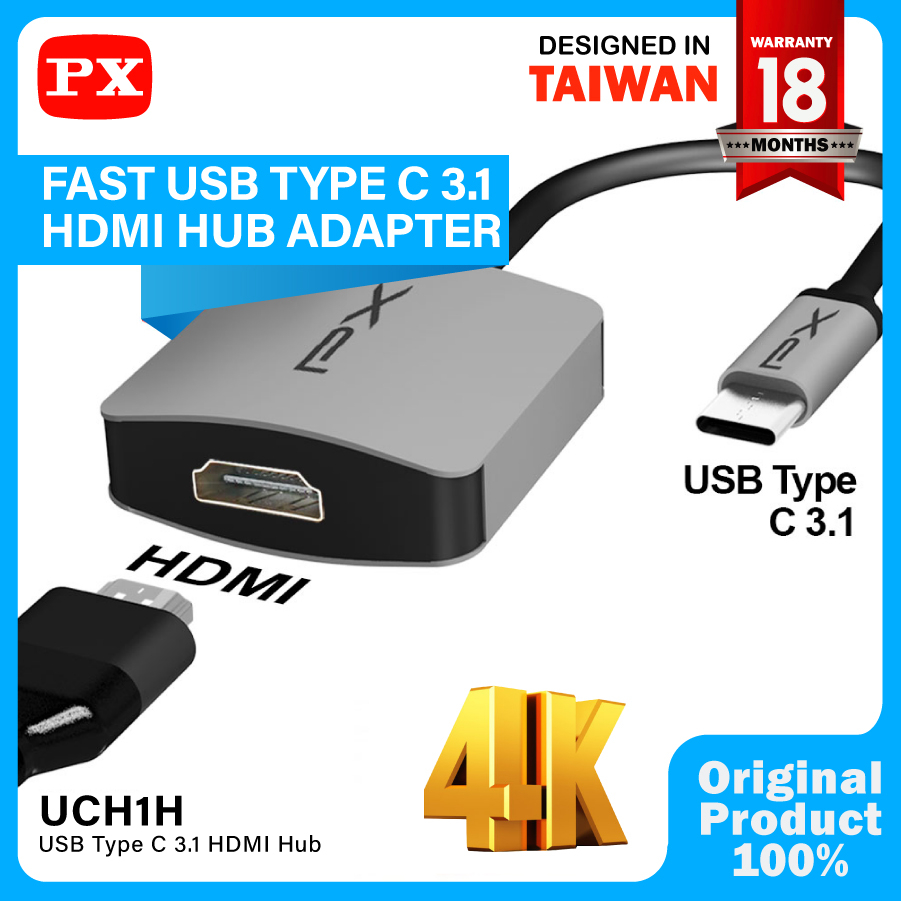 Type C to HDMI Converter Adapter Hub iOS Android Windows PX UCH1H