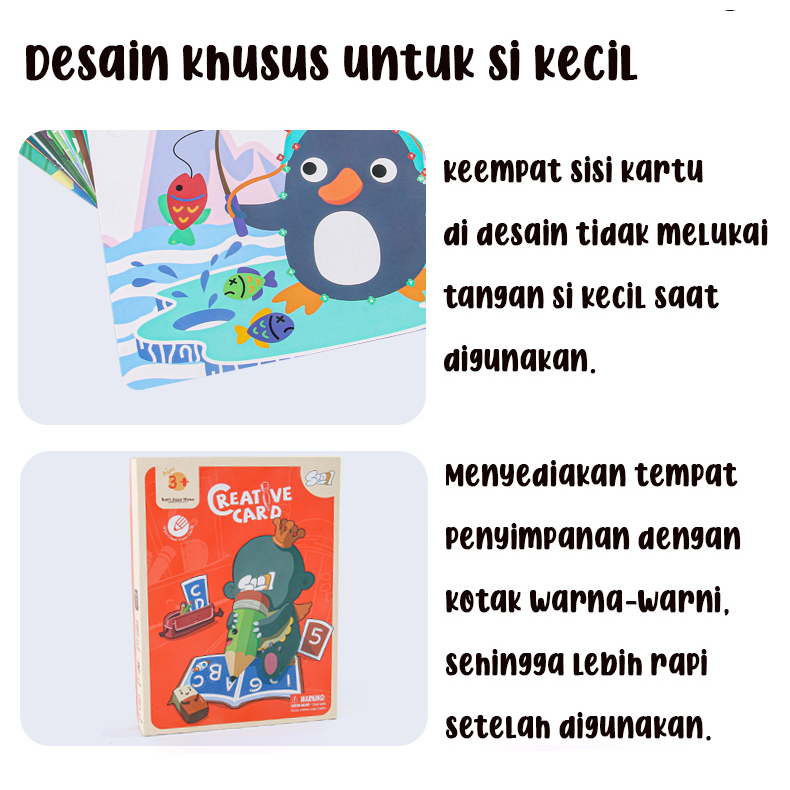 Creative Card 36 PCS 4 Level Mainan Edukasi Edukatif Menulis Full Color Bisa Dihapus Anti Air