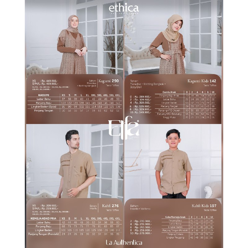 Sarimbit Ethica Elfa 290 Taste Toffee Gamis Kagumi 290 Koko Kahfi 276