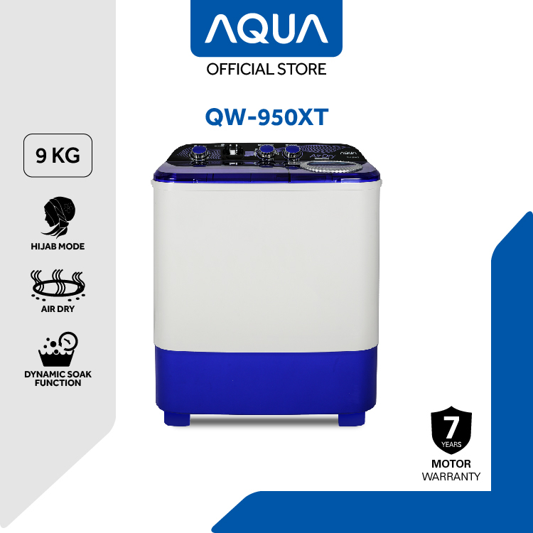 Mesin Cuci Aqua 9KG 2 Tabung Hijab Series QW-950XT