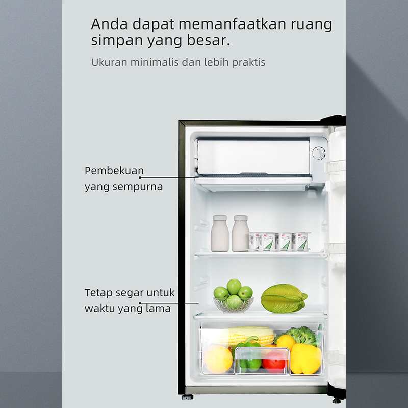 CHiQ Kulkas 1 Pintu 100L CSR108DG (Semi Auto-Defrost ) (Ajustable Door Bisa di Buka Dari Kanan/Kiri) (Penyimpanan Besar) (Pintu Fleksibel) (Freezer Yang Terpisah) (Pembekuan Cepat) (Kulkas Anti Bising) ( Rak Temppered Glass Fleksibel)