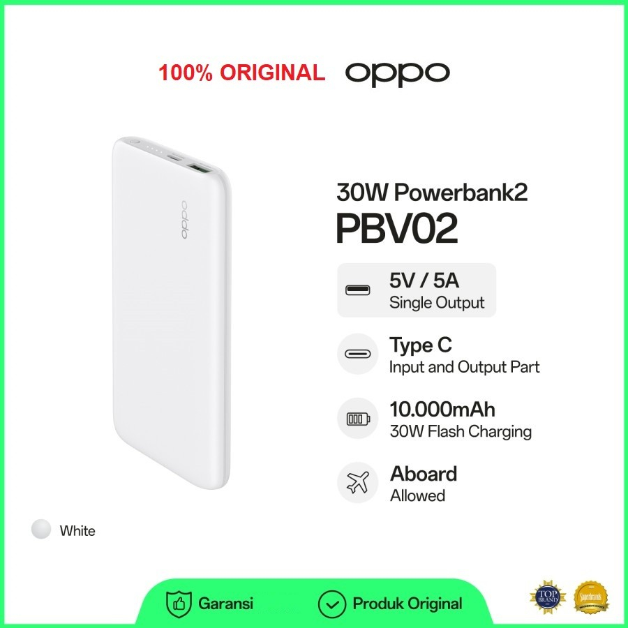 Powerbank oppo PBV02 VOOC Power Bank2 30W 10000mAh Original