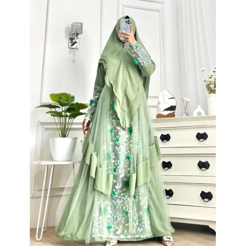 ALZENA GAMIS PESTA ORI PREMIUM TULE BROKAT