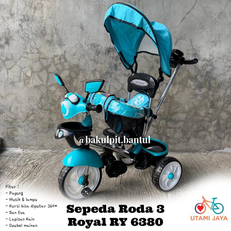 Sepeda anak Roda 3 Tiga Tricycle Royal payung 6580, Royal 1082 tanpa Payung, Royal 6380 Payung