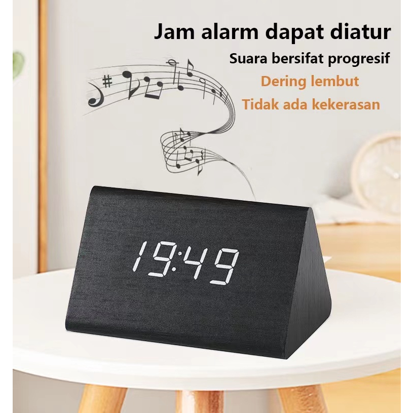 Jam kayu / Jam Meja Kayu Led Digital / Digital Wood Smart Alarm Clock / Digital Jam Led / Jam kayu elektronik