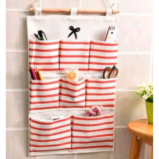 GANTUNGAN KAIN KANVAS SALUR - HANGING POUCH ORGANIZER 8 SAKU / SEKAT TEMPAT PENYIMPANAN