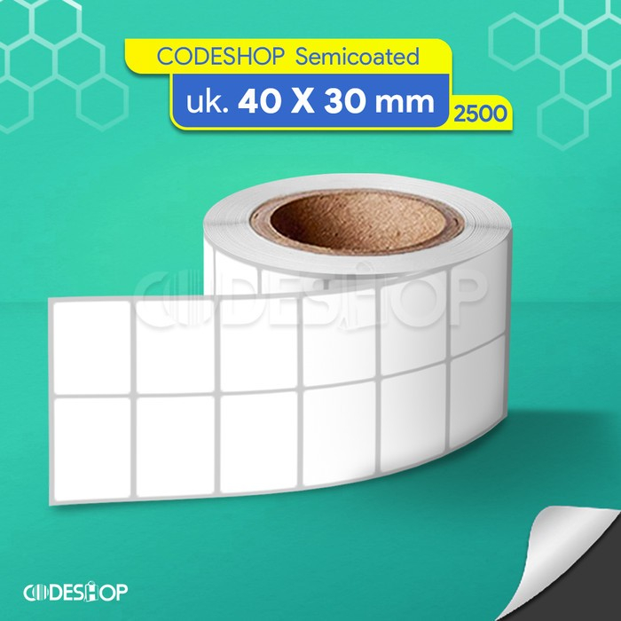 

Codeshop Stiker Label Core 3" 40 x 30 mm 2 Line Semicoated 2500 Pcs