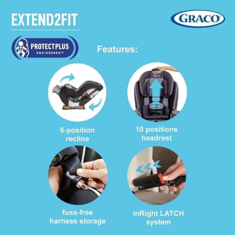 Kursi Mobil Anak Bayi Graco Extend2Fit Extend 2 Fit Convertible Car Seat With Latch ISOFIX Connection
