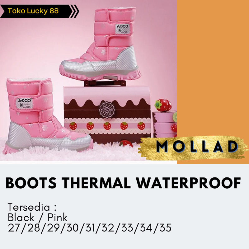 IMPORT MOLLAD Boots Kids Snow Sepatu Boots Anak Thermal Salju Winter Musim Dingin Waterproff anti air Korean Style