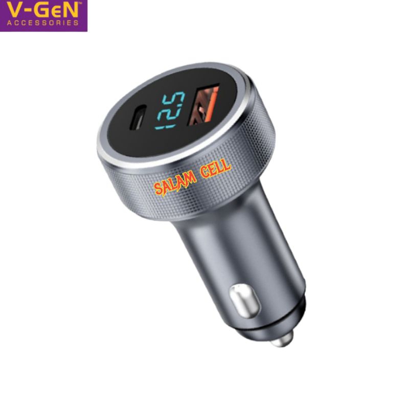 Charger Mobil V-Gen VCC2-34 Fast Car Charger USB 2 PORT PD 54W QC3.0 Digital Display Indicator Garansi Resmi