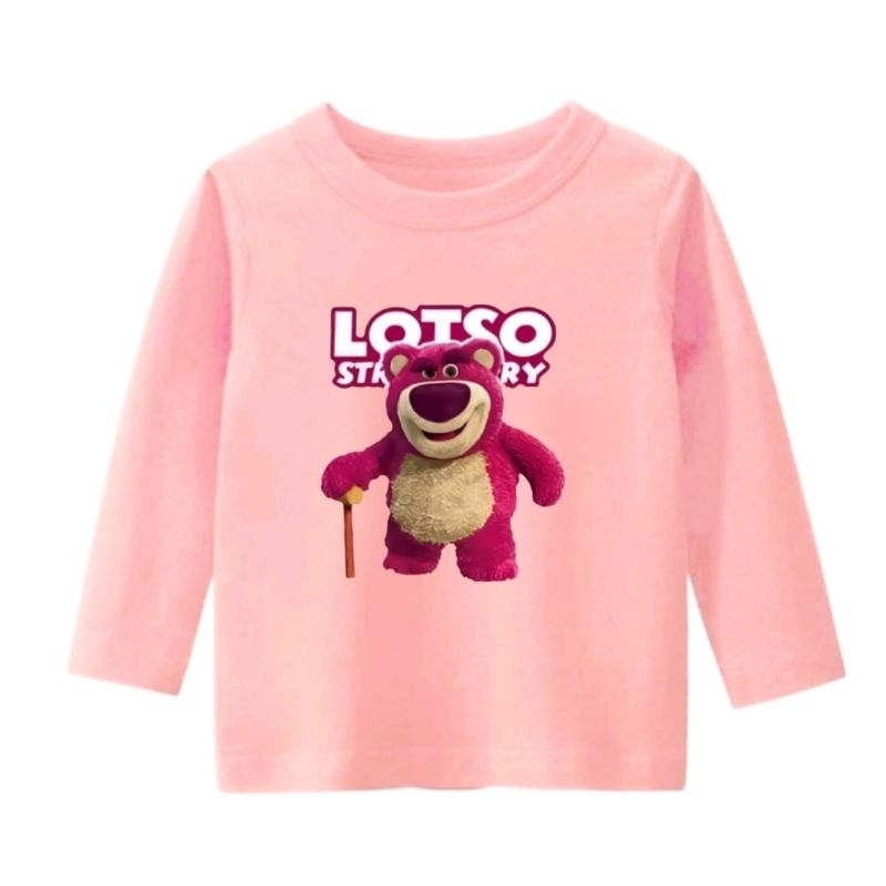 Atasan Kaos anak lengan panjang  usia 1-12 Tahun Pinky bear