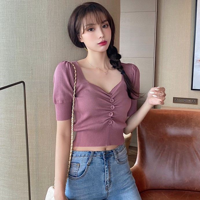 T002 - MOLETTA CROP TOP IMPORT / KOREAN RAJUT IMPORT