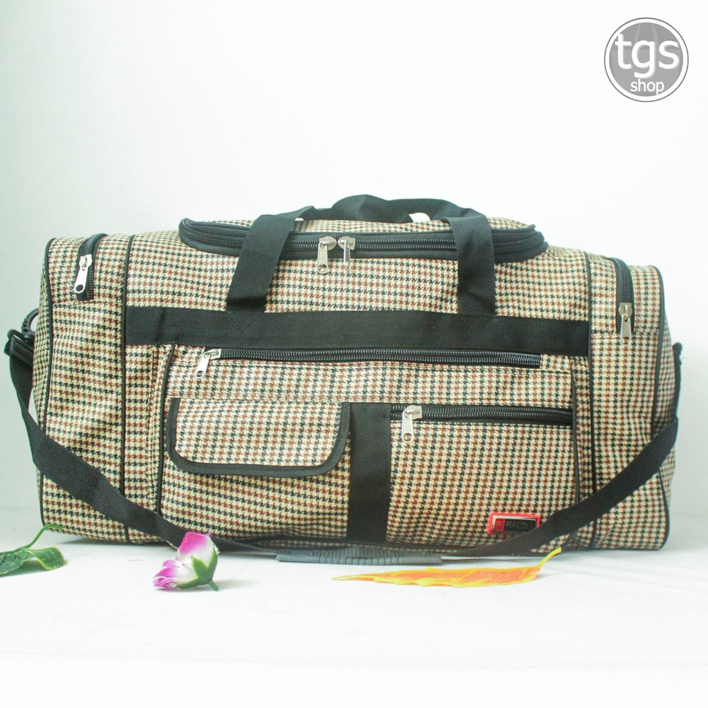 Tas Travel Bag Pakaian Mudik Besar Jumbo 60L Premium Motif Kotak Kotak