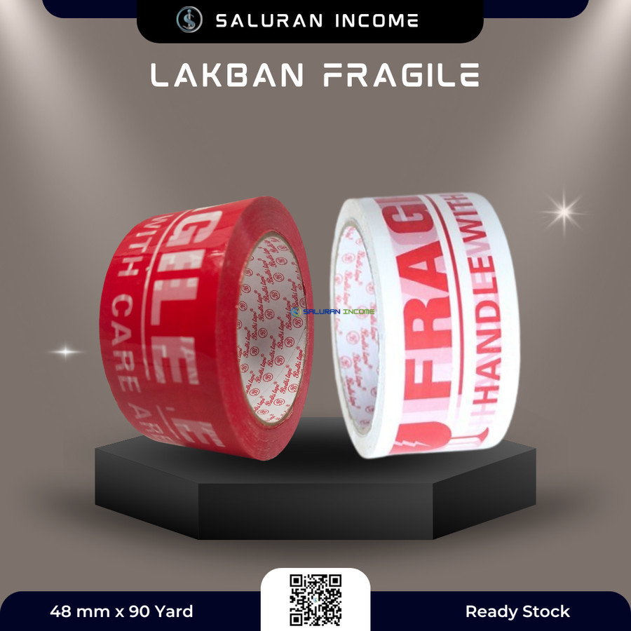 

Lakban Fragile Merah Putih Jangan Dibanting 90 Yard 48 mm Bodhi Tape - Merah