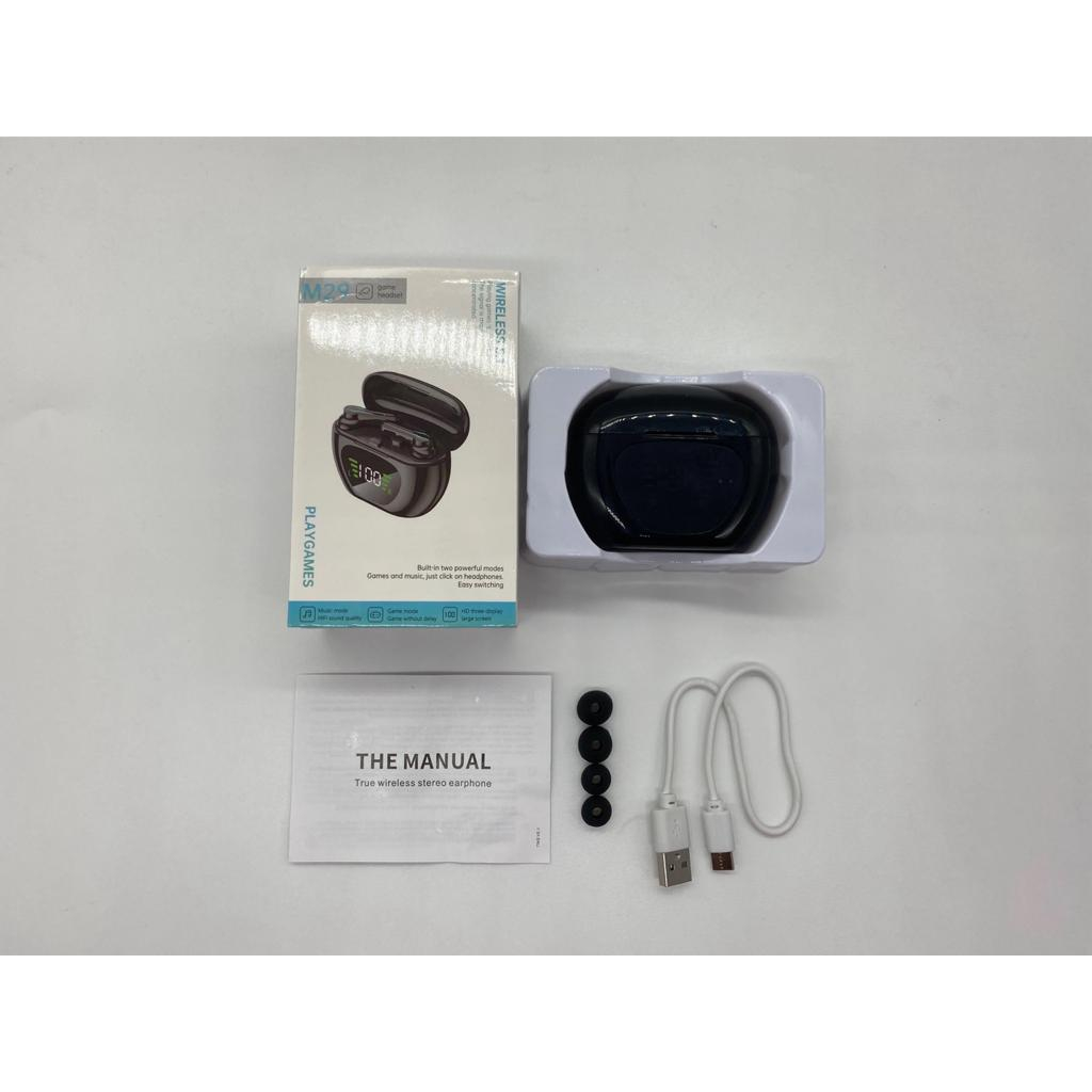 (P) M29 TWS Headphone Bluetooth Stereo Tampilan LED Earphone Gaming Latensi Rendah Earbud Headset Kontrol Sentuh Nirkabel