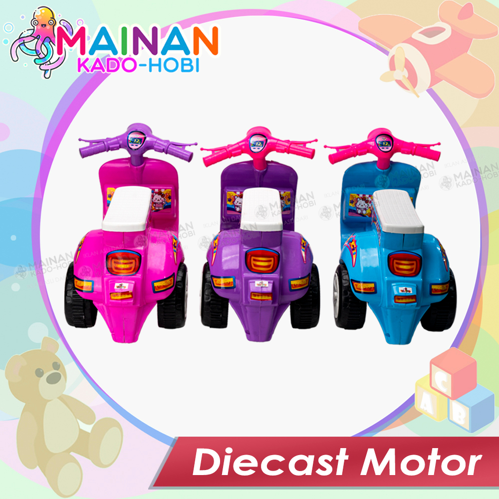 KADO ULANG TAHUN MAINAN DIECAST MOTOR ANAK VESPA KARAKTER LUCU