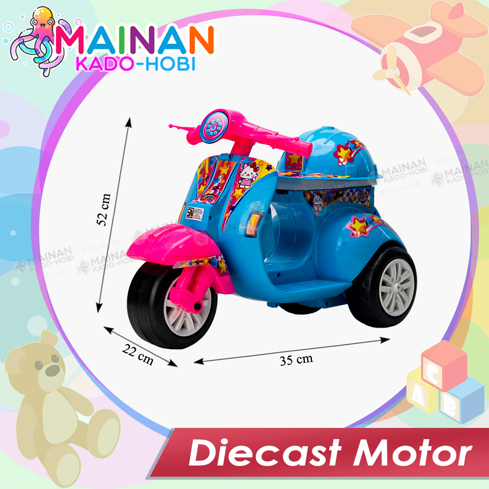 KADO ULANG TAHUN MAINAN DIECAST MOTOR ANAK VESPA KARAKTER LUCU