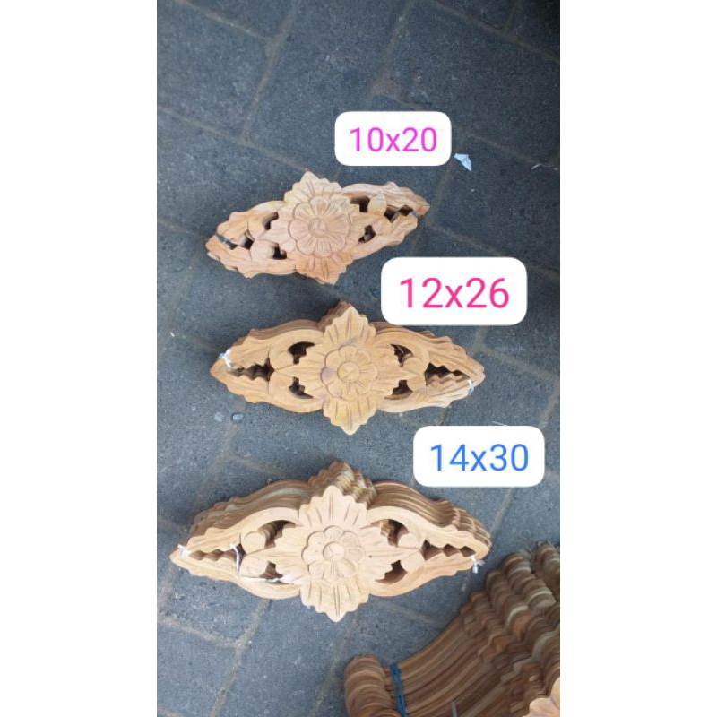 Ukiran wajek kecil, Wajek sedang, & wajek besar kayu mahoni/Ornamen ukiran tempel WAJEK dekorasi
