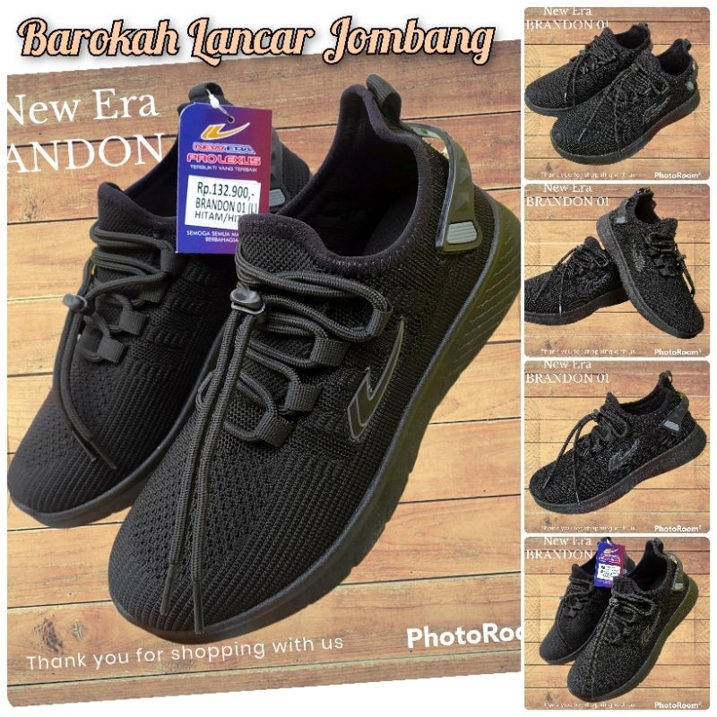 Sepatu sekolah hitam NEW ERA BRANDON TUSCANY SIZE 31/43