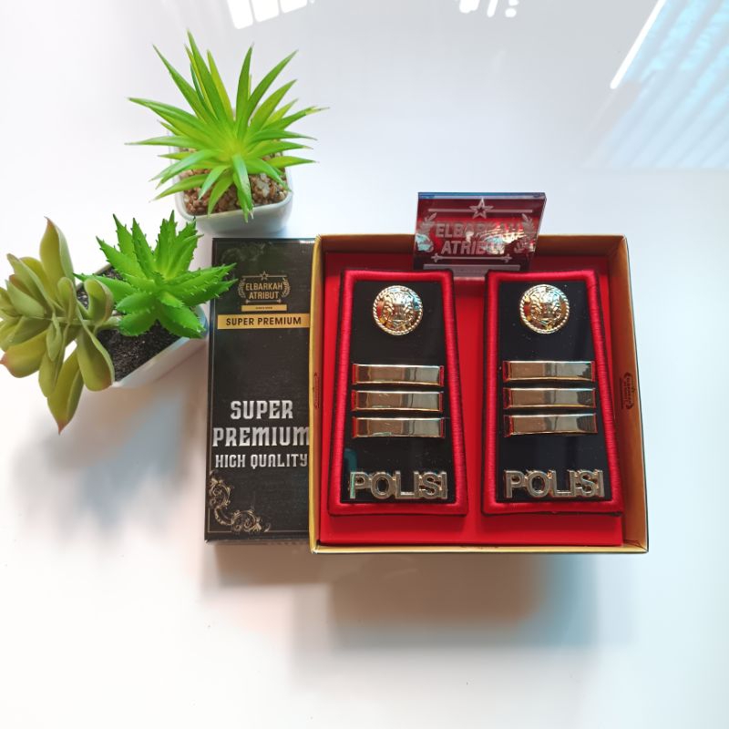 PANGKAT PDH AKP POLISI FULL AKRILIK GLOSS LIS MERAH BORDIR PREMIUM