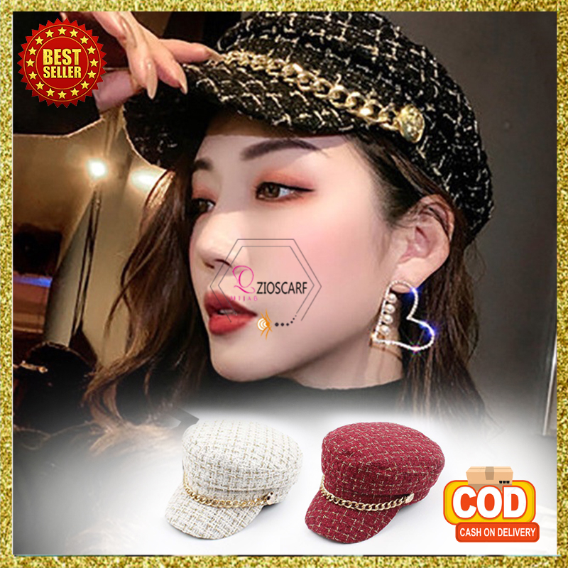 Topi Baret Korea Wanita Dewasa Oktagonal Gaya Retro Selebgram Fashion Kekinian Kualitas Import BRT4