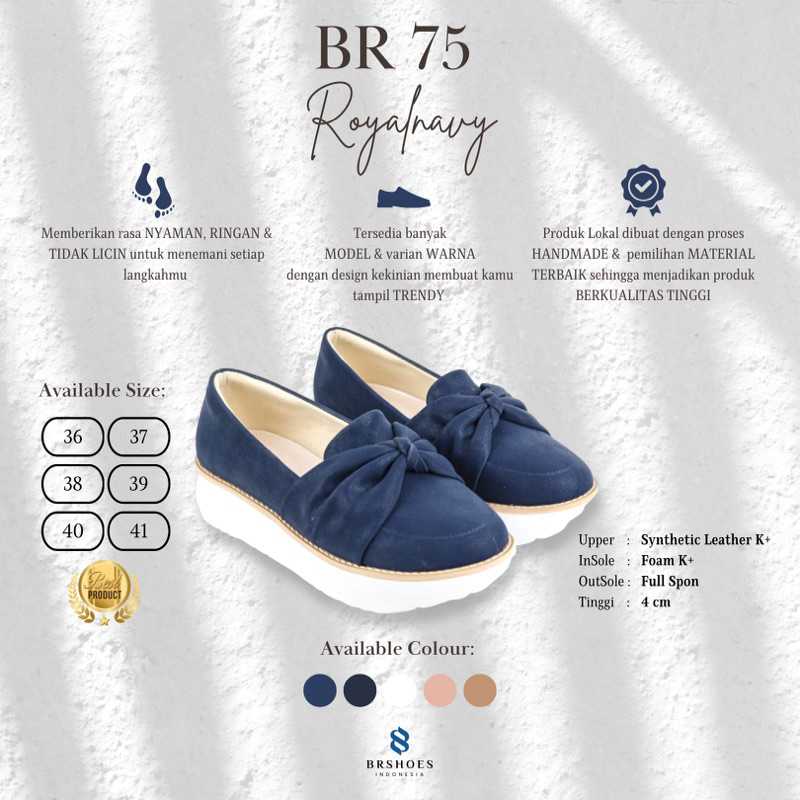 [SIAP KIRIM] BRShoes75 Royal Navy Sepatu Wedges Casual Wanita