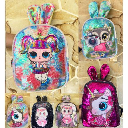 Tas Ransel Anak LED Sequin Usap Berubah Warna / Tas Manik Anak Tas Usap Sekolah