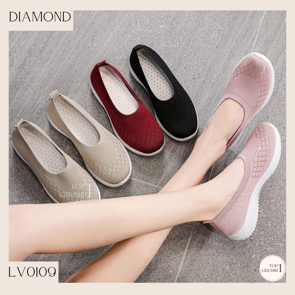 TOPGROSIR LV0109 Sepatu Slip On Wanita Import Sepatu Kerja /Sepatu Kerja Kanvas Lentur