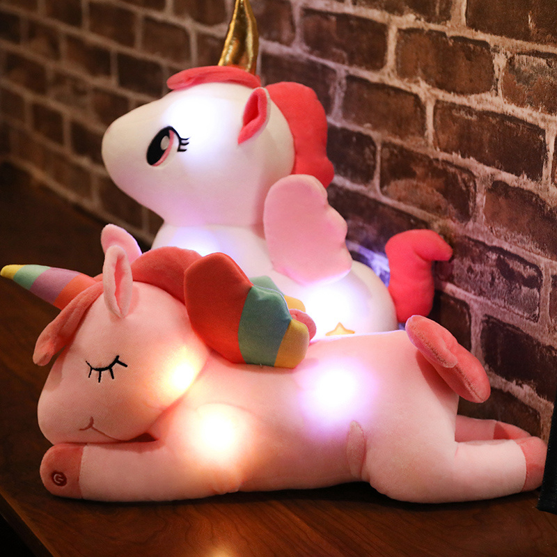 Boneka Unicorn Kuda Poni Lying LED Bisa Nyala Mainan Anak Hadiah Kado Ulang Tahun