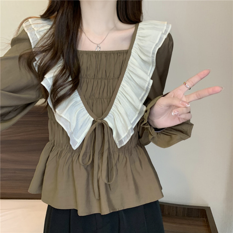 yikoo-Blouse korea temperamen atasan wanita fashion top