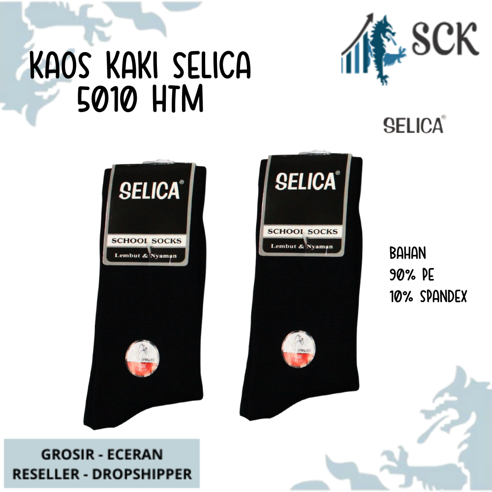 Kaos Kaki Sekolah Panjang SELICA 5010 HITAM 15-17 cm / Kaos Kaki TK SD 5010