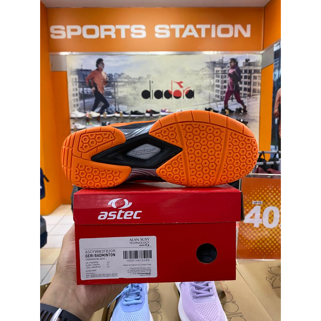 Astec Geri Badminton Orange/Black Bulu tangkis Unisex Shoes Original