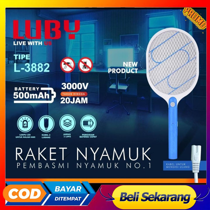 Luby Raket Nyamuk Elektrik L-3882 / Setruman Nyamuk SUPUR MURAH  MANTAP