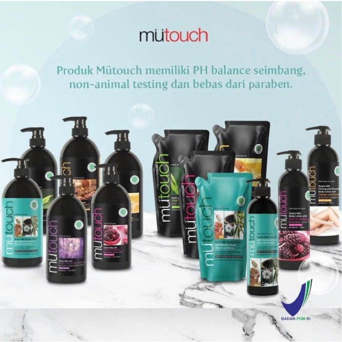 Mu Touch Goats Milk Shower Cream Pump 1000ml | MuTouch Sabun Mandi Goat's Milk Cair