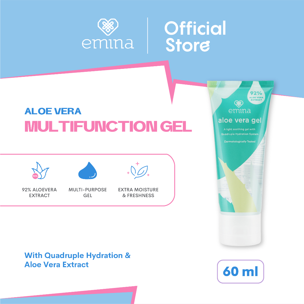 ✨ AKU MURAH ✨ Emina Aloe Vera Gel 60 mL / Pelembab Kulit Atasi Iritasi Tanpa Rasa Lengket