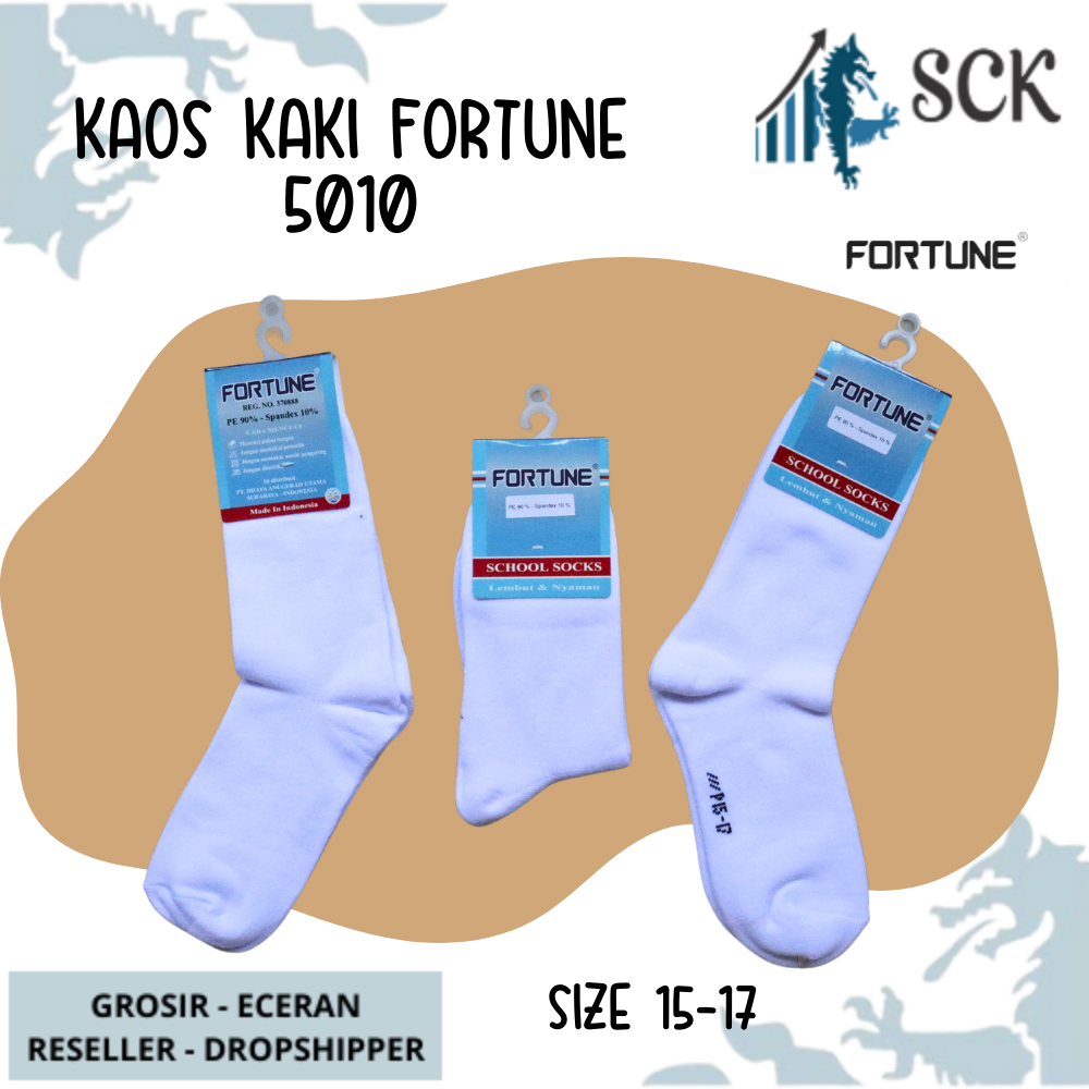 Kaos Kaki Sekolah Panjang FORTUNE 5010 P 15-17/ Kaus Kaki TK SD 5010 P - sckmenwear GROSIR