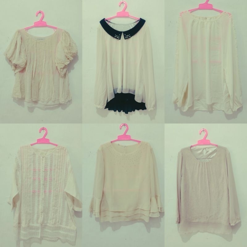 Atasan Blouse Polos Wanita Perempuan Kekinian Preloved