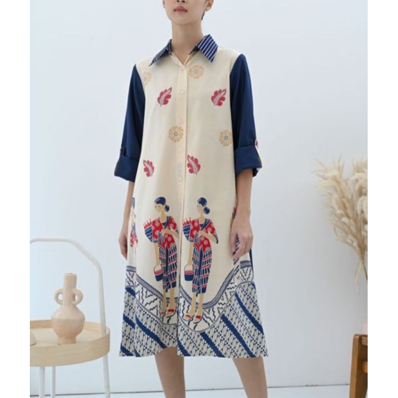 Tunik Dres batik wanita motif jamu gendong mix toyobo size S-XXXL