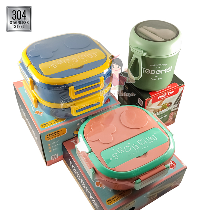 Kotak Makan Anak sekolah LUNCH BOX SET STAINLESS STEEL 304 Ada Kotak