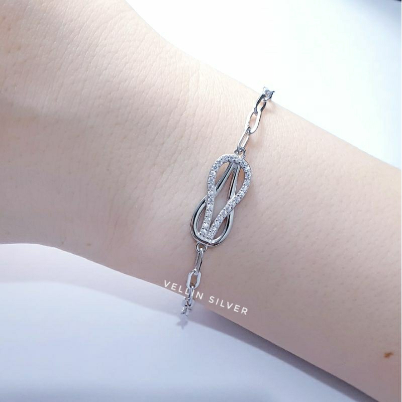 Gelang Tangan Silver 925 Lapis Emas Putih - Gelang Perak 925 Asli