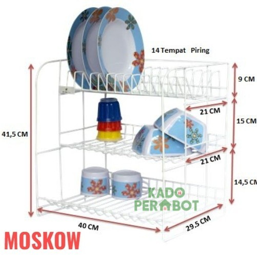 Rak Piring Delima Star MOSKOW-Rak Piring Kawat 3 Susun