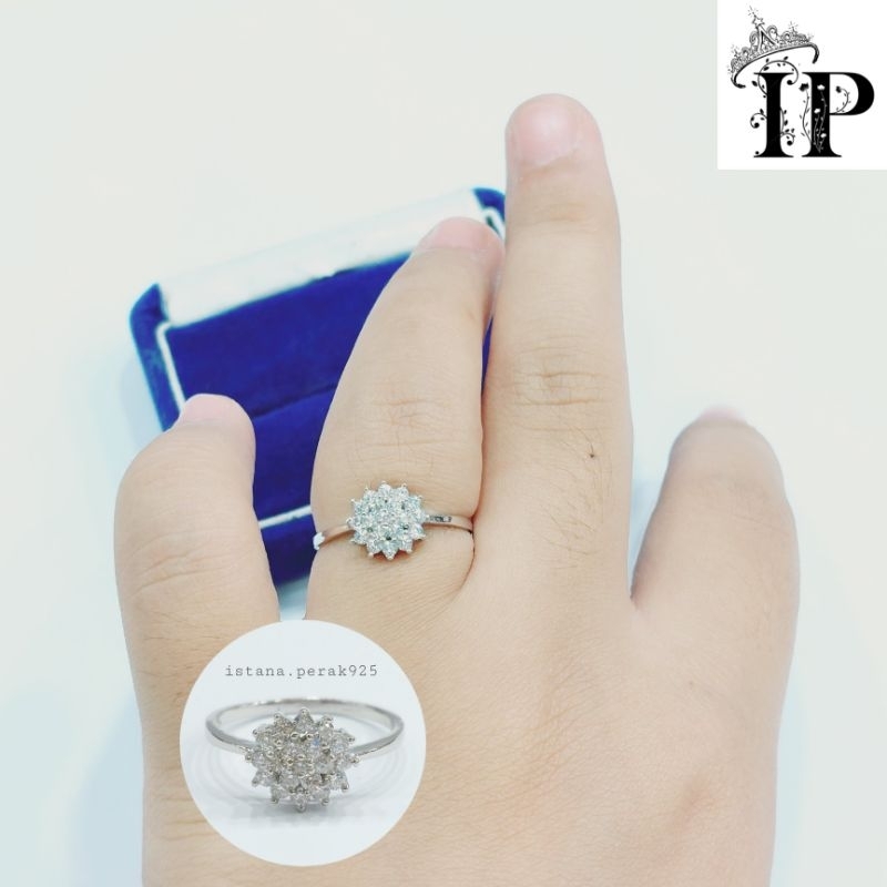 CINCIN PERAK ASLI SILVER 925 LAPIS EMAS MODEL BUNGA MODEL CINCIN KEKINIAN - CINCIN ELEGAN - PERAK AS