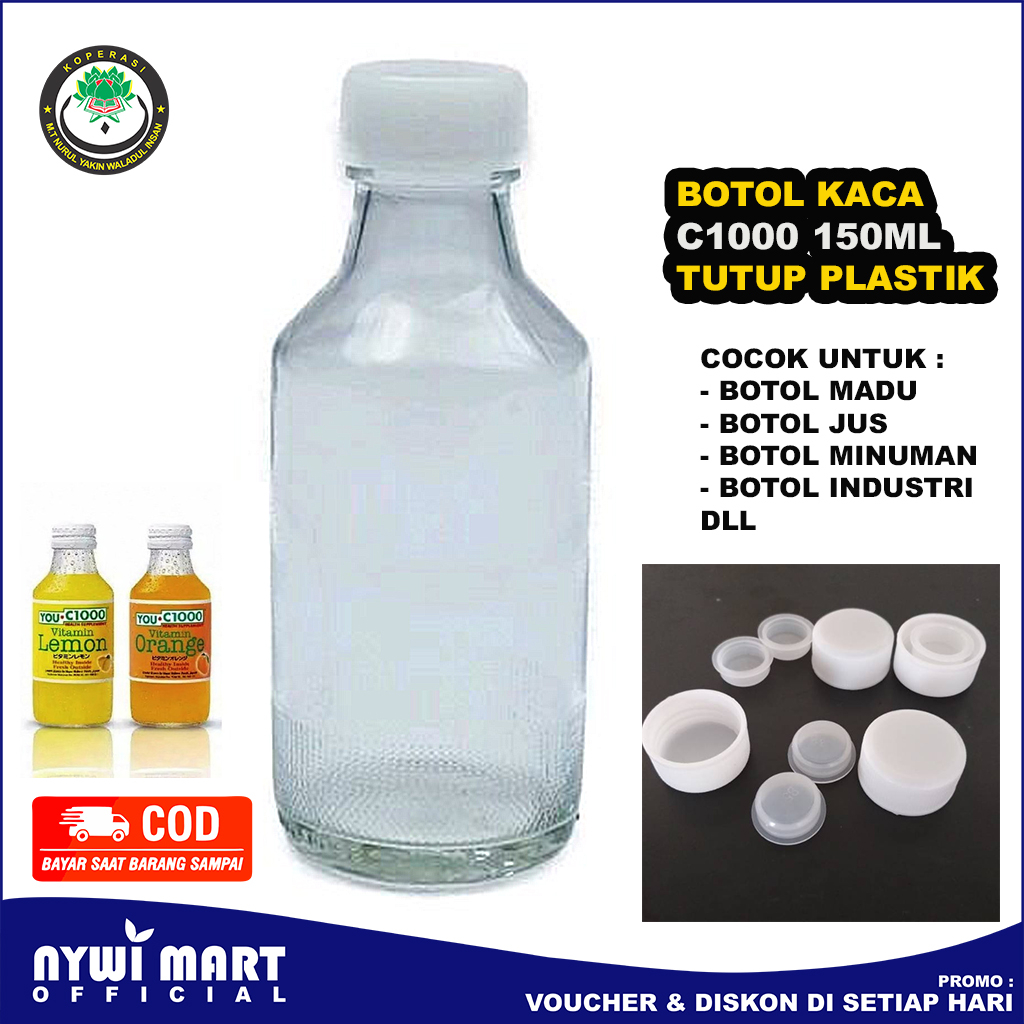 ( Termurah ) Botol kaca 150ml Tutup Plastik / Botol UC / Botol C1000 / Botol ASI / Botol Jamu / Boto