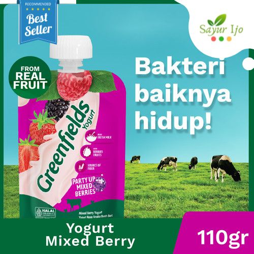 

Greenfields Yogurt Mix Berry 110 Gram / Pack Rasa Buah Campur Berri Susu Olahan