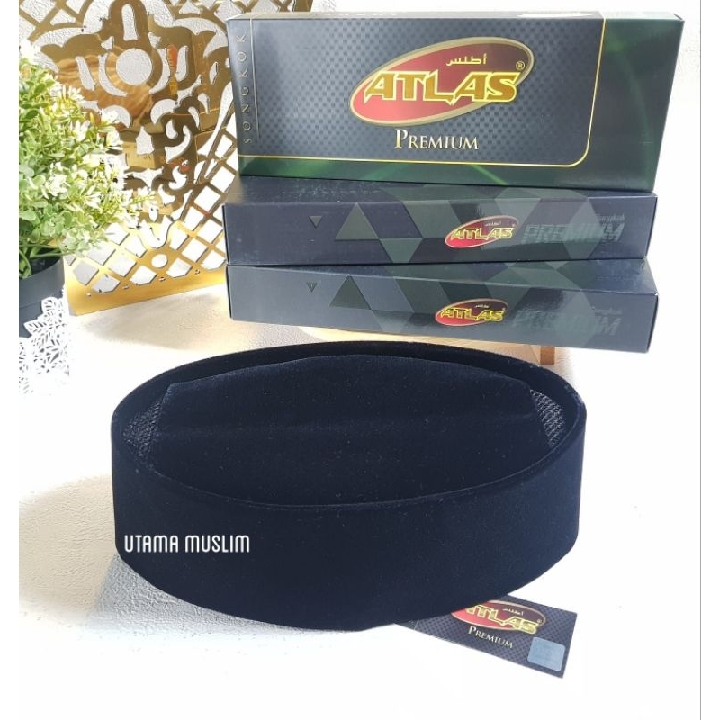 Peci songkok Atlas ac  - Peci Atlas Ac Hitam Polos - Peci Santri - Peci Songkok Nasional Hitam - Kop
