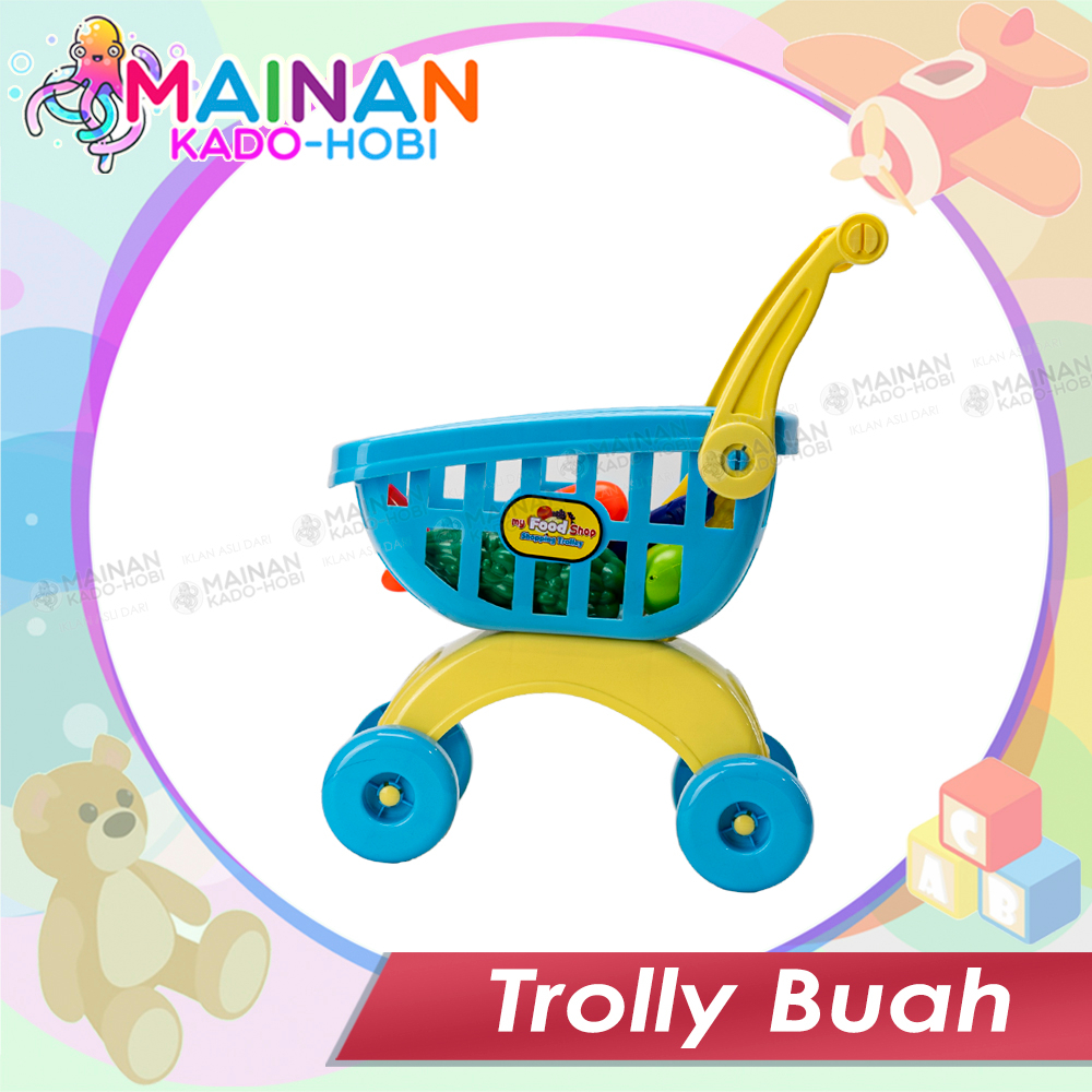 HADIAH ULANG TAHUN MAINAN PERAN EDUKASI MOTORIK ANAK PEREMPUAN TROLI BUAH SAYUR
